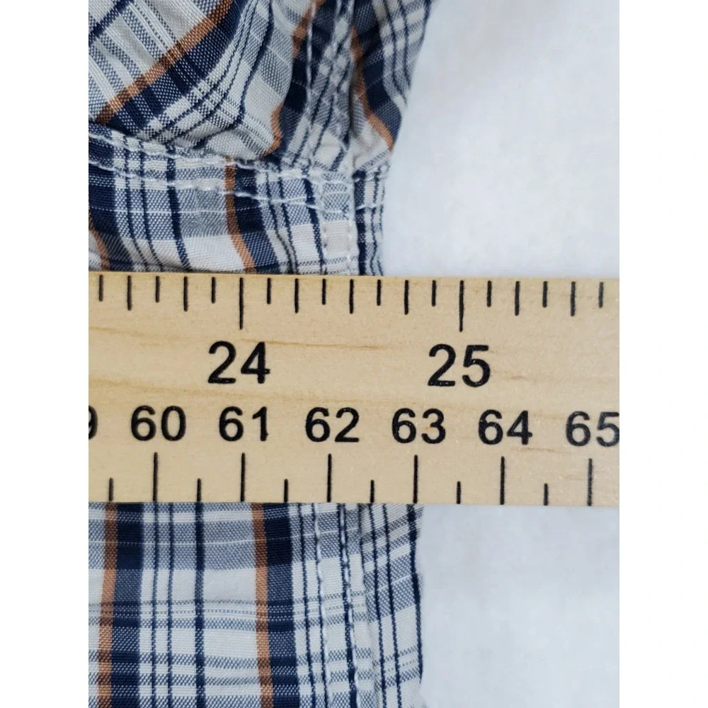 The North Face Men's XL Plaid Hiking Shirt Short Sleeve Blue Orange 196029